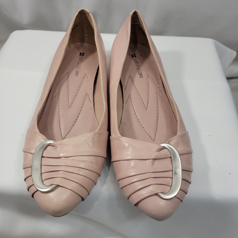 Naturalizer Pink Leather Heather Style Pleated Toe Flats Size 6M
